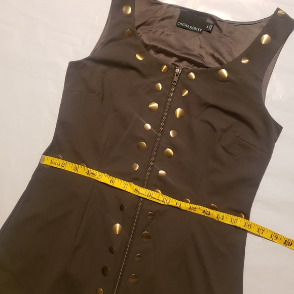 Cynthia Rowley Army Green/Gold Sheath Dress Medium - Picture 6 of 8